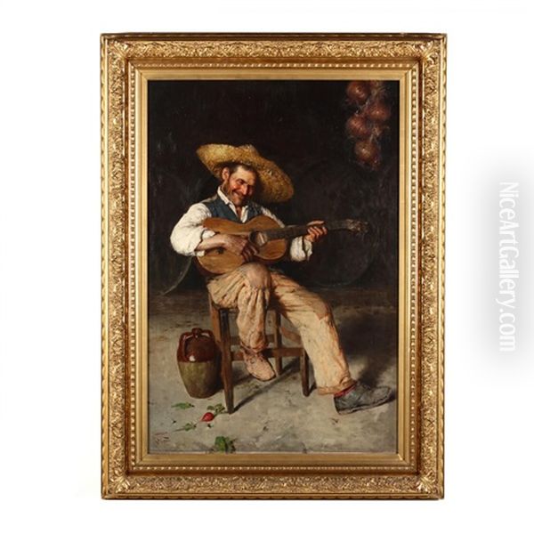 The Guitar Player Oil Painting by Giuseppe Giardiello