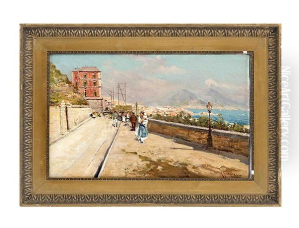 Posillipo Mit Blick Auf Den Golf Von Neapel Oil Painting by Giuseppe Giardiello