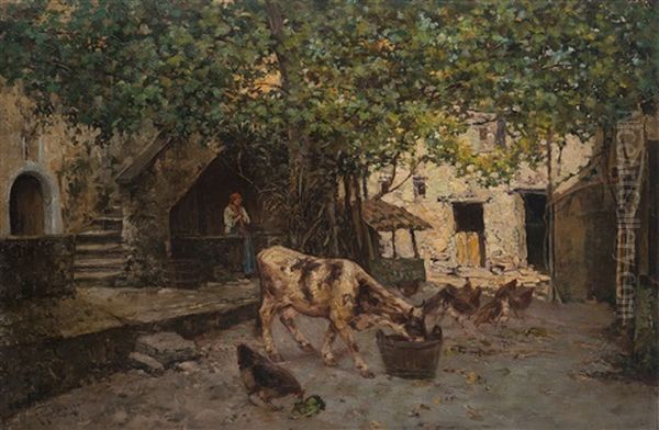 Vita In Cascina Oil Painting by Giuseppe Giardiello