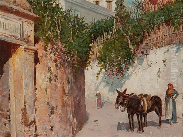 Street Scene In Naples Oil Painting by Giuseppe Giardiello