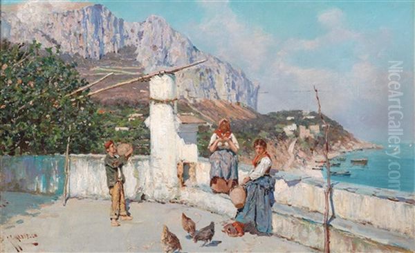 Motiv Aus Capri Oil Painting by Giuseppe Giardiello