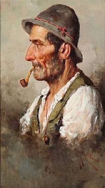 A Neapolitan Fisherman Oil Painting by Giuseppe Giardiello