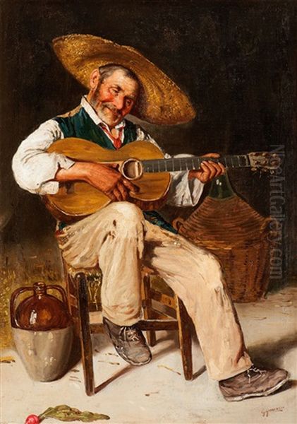 Italienischer Gitarrenspieler Oil Painting by Giuseppe Giardiello