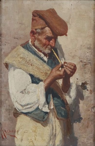 Neapolitan Smoking Fisherman Oil Painting by Giuseppe Giardiello