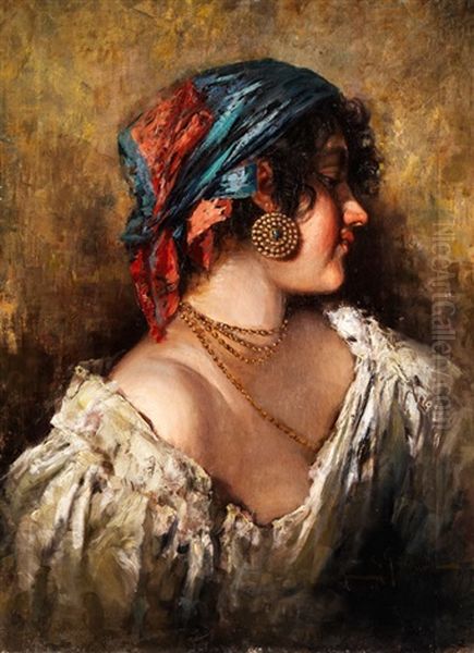 Portrait Eines Italienischen Madchens Oil Painting by Giuseppe Giardiello