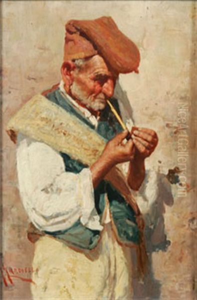 Neapolitansk Man Med Pipa Oil Painting by Giuseppe Giardiello