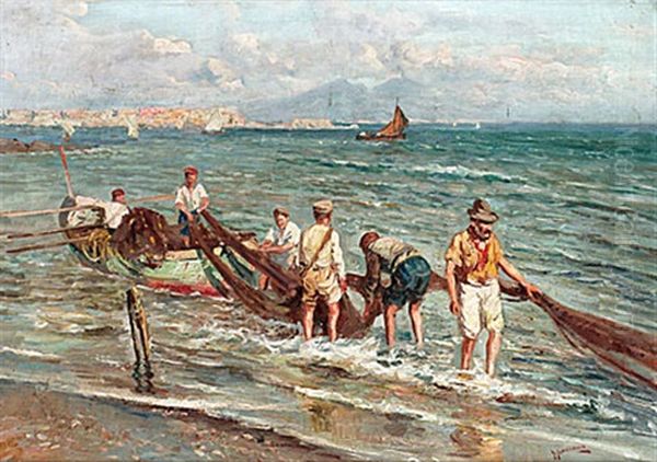 Fiskare I Capribukten Oil Painting by Giuseppe Giardiello