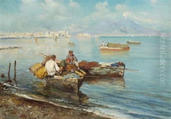 Fischer In Der Bucht Von Neapel Oil Painting by Giuseppe Giardiello