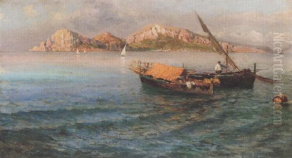 Fischer Vor Capri Oil Painting by Giuseppe Giardiello