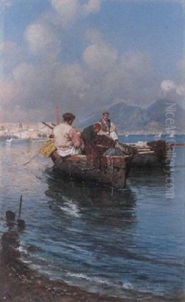 Marina Nel Golfo Di Napoli Oil Painting by Giuseppe Giardiello