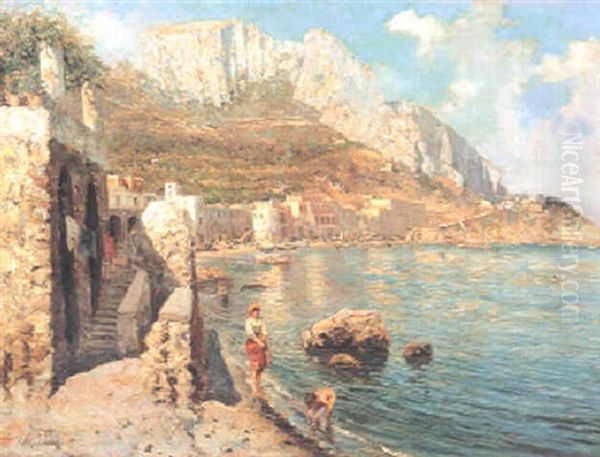 Bagno A Capri Oil Painting by Giuseppe Giardiello