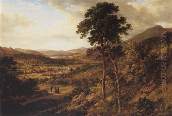 The Vale Of Leven, Dumbartonshire, With  Alexandria In The Foreground Oil Painting by Robert Gibb the Elder