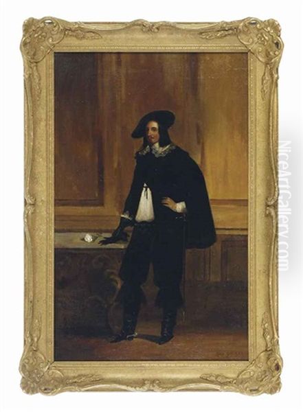 Portrait Of A Gentleman Holding A Sword (+ Another; 2 Works) Oil Painting by Robert Gibb the Younger