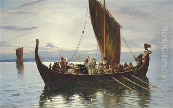 The Last Voyage Of The Viking Oil Painting by Robert Gibb the Younger