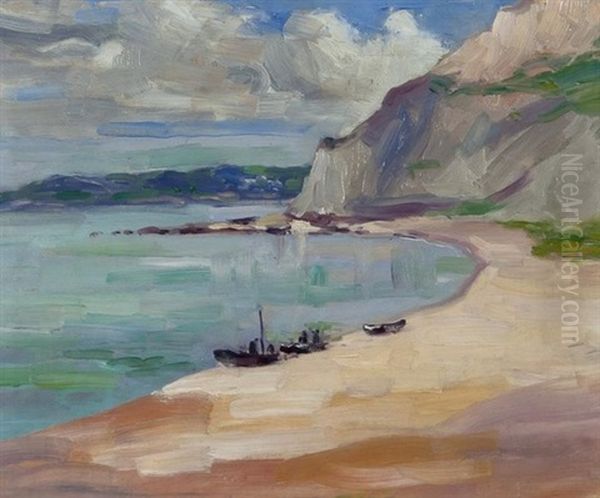 Low Tide, Golden Cap, Dorset Oil Painting by Henry William Phelan Gibb