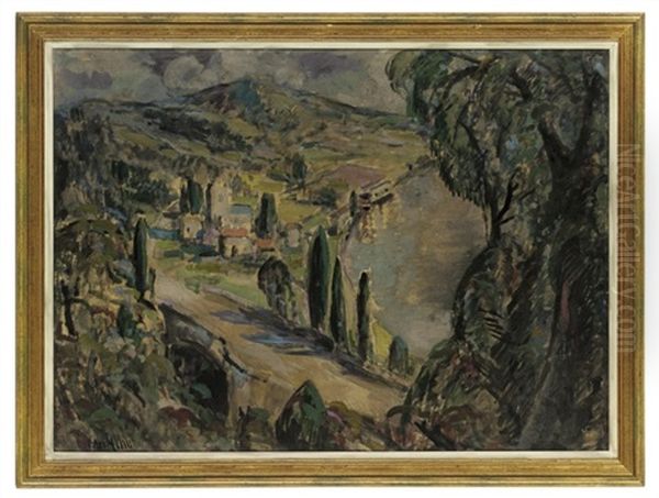 Cypress Trees On The Mediterranean Coast Oil Painting by Henry William Phelan Gibb