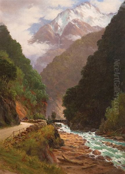 Coach Winding Through Otira Gorge Oil Painting by John Gibb