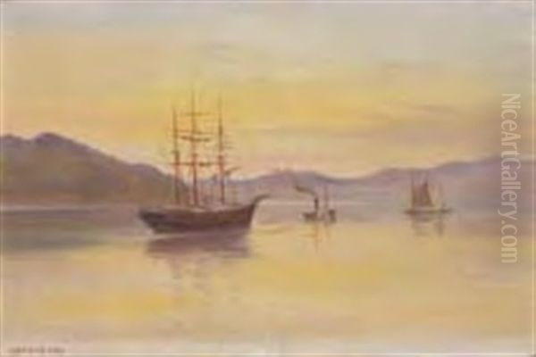 Tug Towing Sailing Ship Oil Painting by John Gibb