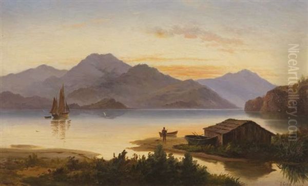 Evening, Waikawa, Near Picton, Queen Charlotte Sound Oil Painting by John Gibb