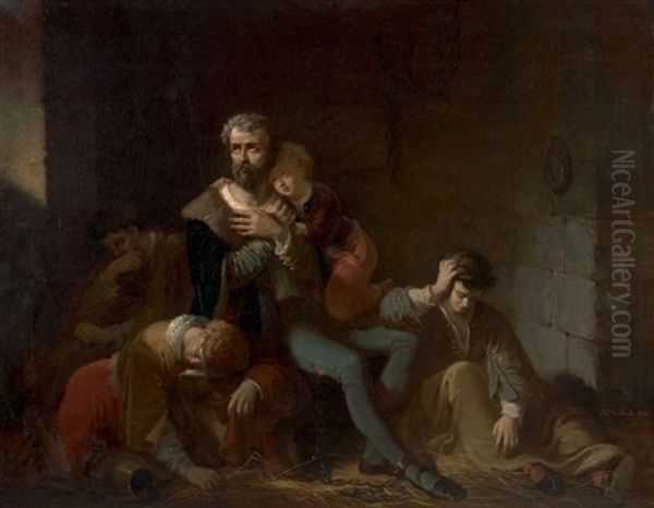 Ugolin Et Ses Enfants Oil Painting by Antoine Placide Gibert