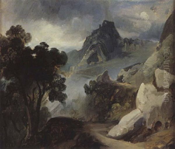 Paysage Montagneux Oil Painting by Jean-Baptiste Adolphe Gibert