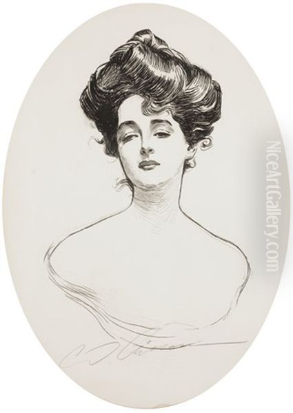 Gibson Girl, A Widow And Her Friends, Book Cover Oil Painting by Charles Dana Gibson