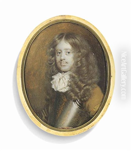 William Alington, 3rd Baron Alington (b. Before 1641 - 1685), In Silver Breastplate Over Buff Coat And White Cravat Oil Painting by Richard Gibson