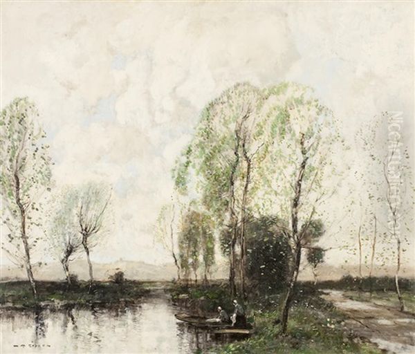 A Quiet Backwater Oil Painting by William Alfred Gibson