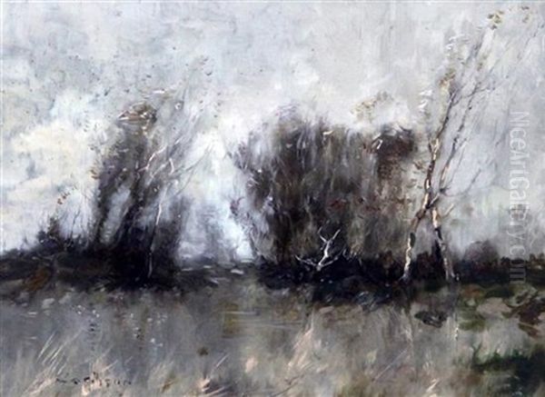 Windy Landscapes (a Pair) Oil Painting by William Alfred Gibson