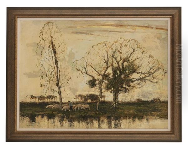 On The River Bank Oil Painting by William Alfred Gibson