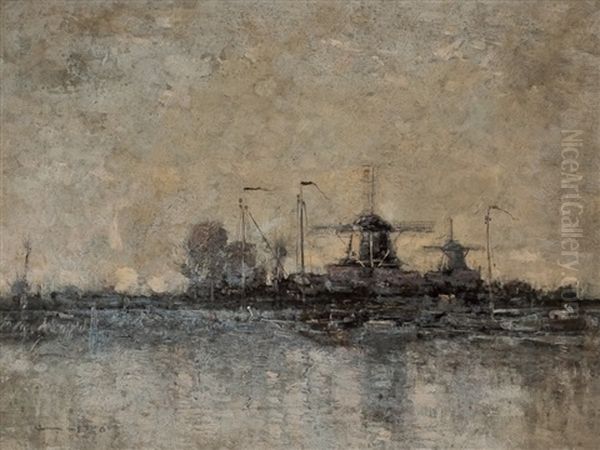 On The Old Rhine Oil Painting by William Alfred Gibson