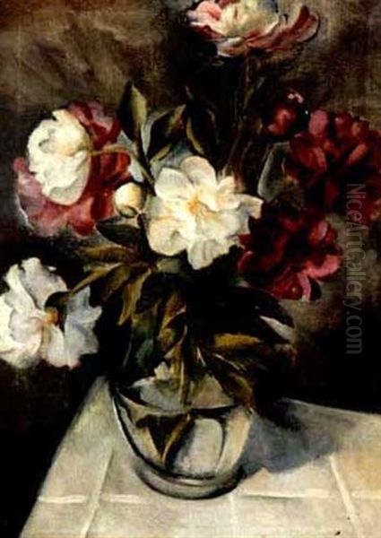 Peonies Oil Painting by William Alfred Gibson