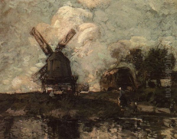 Near Edam, Holland Oil Painting by William Alfred Gibson