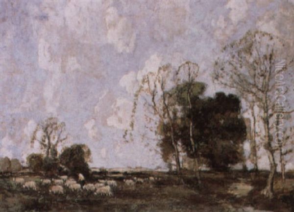 Tending The Flock Oil Painting by William Alfred Gibson