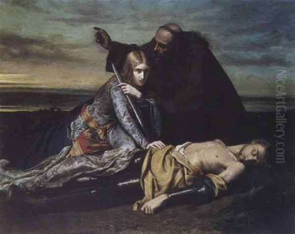 La Mort De Tancrede Oil Painting by Francois Theophile Etienne Gide