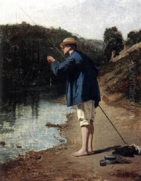 Le Pecheur Oil Painting by Francois Theophile Etienne Gide