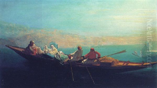 Boating On The Bosphorus Oil Painting by Francois Theophile Etienne Gide