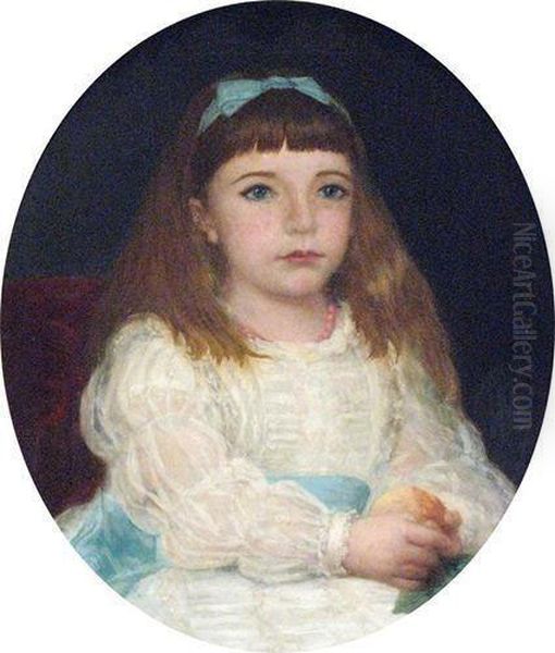 Portrait Of A Young Girl Oil Painting by Attilio Baccani