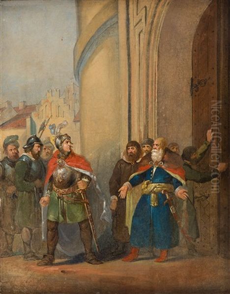 Historical Scene Oil Painting by Ignacy Gierdziejewski