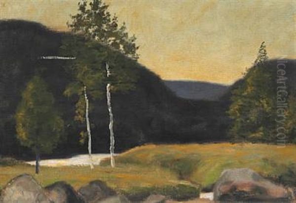 Sommeraften I Saetersdalen, Norge (summer Evening, Saetersdalen, Norway) Oil Painting by Harald Giersing