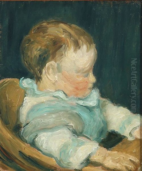 Child Portrait Oil Painting by Harald Giersing