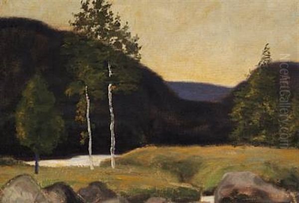 Sommeraften, Saeterdalen, Norway- Summer Evening Oil Painting by Harald Giersing