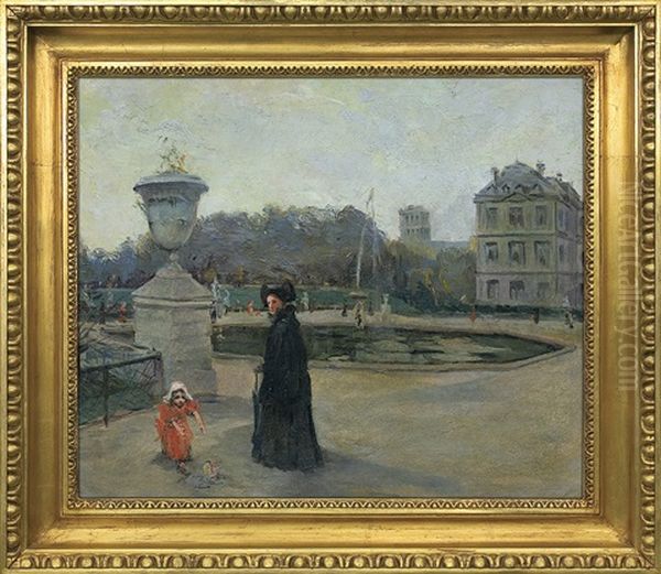 Luxembourg Park In Paris Oil Painting by Aleksander Gierymski