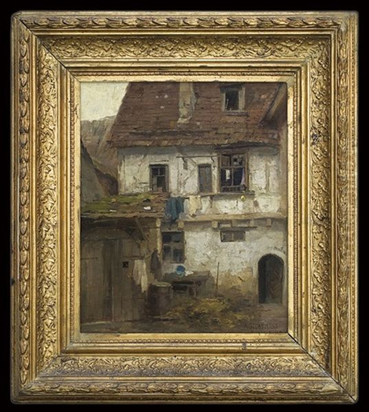 Courtyard In Munich Oil Painting by Aleksander Gierymski