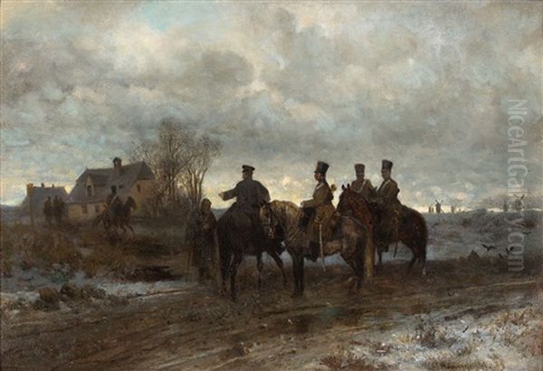 Patrol Polski W 1830 Roku Oil Painting by Maximilian Gierymski