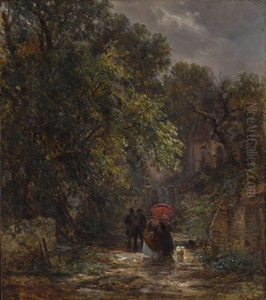 Spazierganger Auf Der Strase Eines Kleinen Stadtchens Oil Painting by Maximilian Gierymski