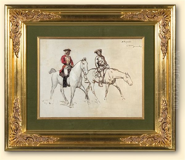 Two Riders Oil Painting by Maximilian Gierymski