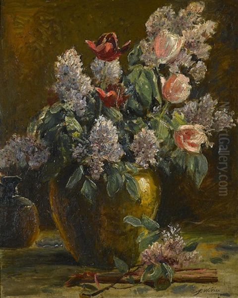 A Floral Still Life Oil Painting by Joseph W. Gies