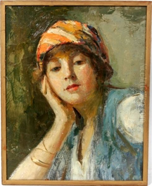 Portrait Of A Woman Oil Painting by Joseph W. Gies