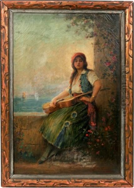 Lady Seated By Wall Oil Painting by Joseph W. Gies